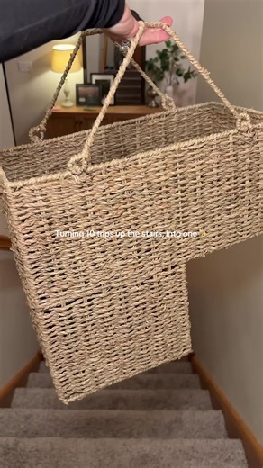 Making moms job easier, but make it cute 🥰 #basket #organizedhome #momhack #stairbasket #lifehack @QVC, Inc