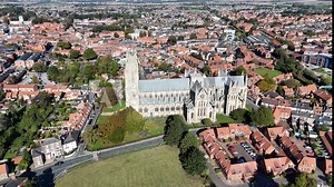 areal views of Beverley Minster, East Riding of Yorkshire, England
