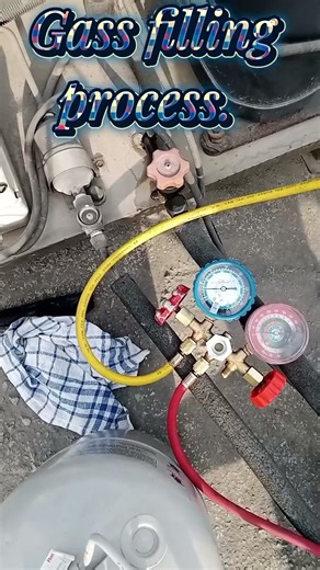 Gass charge process in chiller | gass fill | gass charge #shorts
