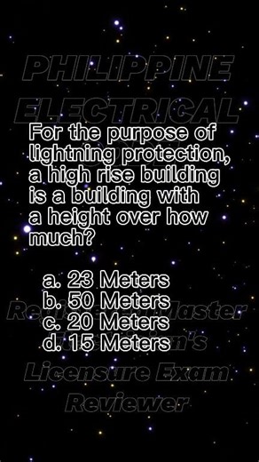 For the purpose of lightning protection, a high rise building is a building with a height over how much? Philippine Electrical Code #electricalengineering #masterelectrician #electrician #electrical | Philippine Electrical Code