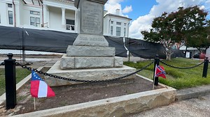 Salute! Here in the historic public square of Laurens, South Carolina, stands the beautiful Laurens County Confederate Monument, a dignified granite tribute to the valor and sacrifice of the county's Confederate soldiers, erected in 1910 through the devoted efforts of the John B. Kershaw Chapter of the United Daughters of the Confederacy and funded by the grateful citizens of Laurens. [videos taken Sept 1, 2024, RJ] This striking memorial, featuring a Confederate soldier atop a pedestal inscribe
