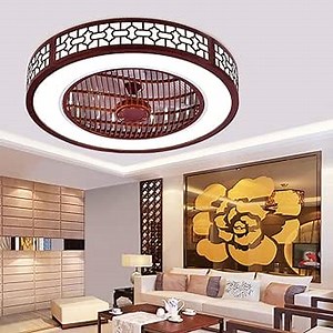 Ceiling Fan LED Ceiling Lamp Wood LED Ceiling Fan Lamp Modern 3Speed 3-Color Fixtures Wood Dimmable 64W with Controller Control for Bedroom, Living Room