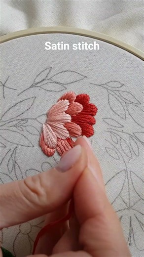 Bright flower hand embroidery ❤️ Satin stitch tutorial #embroidery #handmade #stitch #diy #tutorial