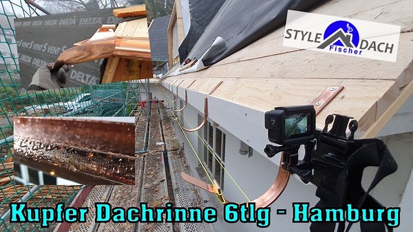 Kupfer Dachrinne anbringen - Hamburg - Spengler - Klempner - Schieferdecker- Schieferdach