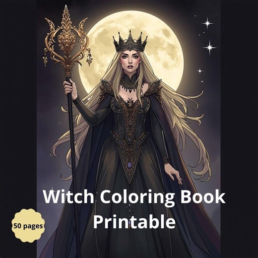 Witch Coloring Book Printable | 50 Dark Feminine & Mystical Women Coloring Pages PDF - Etsy