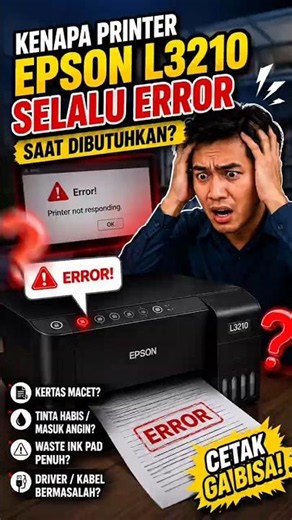 Why Does the Epson L3210 Printer Always Error When Needed? #printertutorial