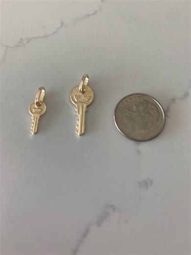 14K Yellow Gold Key Pendant: Minimalist Charm - Etsy