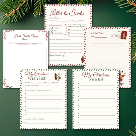 Printable Santa Letter Kit: Christmas Wish List & Drawing Page (instant Download) - Etsy