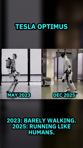 Humanoid locomotion has advanced rapidly from 2023 to 2025. Early versions of robots like Figure and Tesla Optimus struggled with basic walking, while current systems demonstrate stable running, smoother gait cycles, and improved balance control. This acceleration in bipedal mobility suggests humanoid deployment timelines are moving faster than expected, with 2026 shaping up as a breakout year. #robotics #humanoid #engineering #robotwalking #futuretech