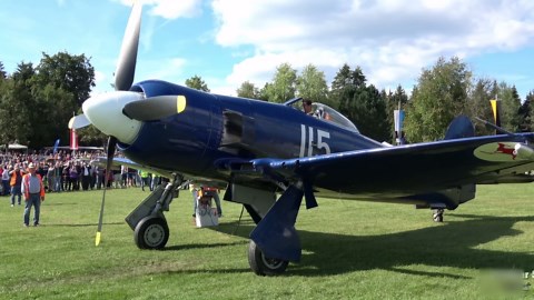 Watch the Mustang vs Sea Fury display - "One is smooth, one is brutal"