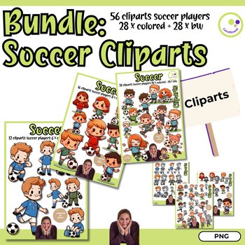 Bundle: Soccer Clipart Bundle | 56 PNGs | Color & BW | Commercial Use