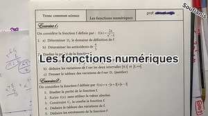 9.6K views · 142 reactions | الدوال العددية les fonctions numériques رياضيات جدع مشترك علمي خيار عربي و فرنسي /تصحيح سلسلة تمارين #جدع_مشترك_علمي #رياضيات #تصحيح_فروض #الدوال_العددية | Soufian's Math | Facebook