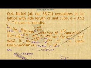 Solid State Chemistry: Lecture 9: Numerical Problems