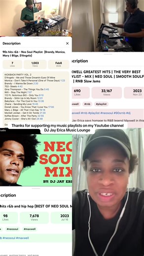 Thanks for supporting my music playlists my on Youtube channel! DJ Jay Erica Music Lounge Thanks to everyone who has listened to my music playlists I’ve DJ’d on Youtube. I recorded and posted these videos/mixes during a rough time in life in 2023 for inspiration to survive. Towards the end of 2025 both videos skyrocketed with tons of views, listening hours, and engagement. It feels good! I may no longer be on the radio but I've definitely found a way to DJ for my audience and grow a significant 