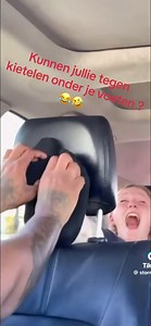 Girl’s feet trapped in the car and tickled