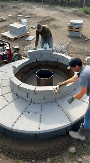 Dirt Backyard → Fire Pit and Seating Area #backyardmakeover #shorts