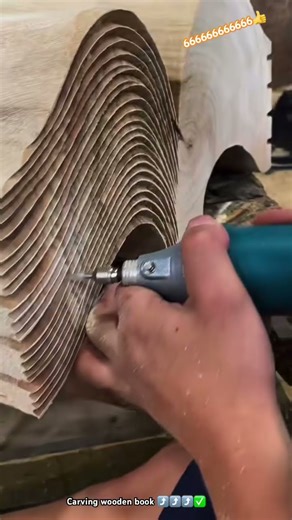 Carving wooden book opening technique with simple tool