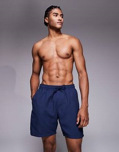 ASOS DESIGN swim shorts in mid length in navy | ASOS