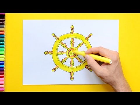 How to draw Dharmachakra (Symbol of Buddhism)