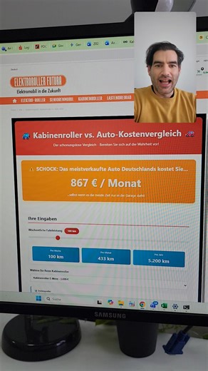 🛑 STOPP! Bevor du ins Auto steigst, schau dieses Video Kabinenroller vs Auto Kostenvergleich, 800 € sparen pro Monat ! Wir haben nachgerechnet (basierend auf ADAC-Daten) und das Ergebnis tut weh: 🚗 Auto-Fixkosten: ca. 867 € / MONAT. 🆚 Kabinenroller: ab ca. 38 € / MONAT. 💥 Ersparnis: Über 9.000 € PRO JAHR möglich! Warum noch unnötig viel zahlen? Das Video zeigt dir die Wahrheit über deine Mobilitätskosten. Dein persönlicher Rechner: 👉 https://elektroroller-futura.de/info/kostenvergleich #Kos