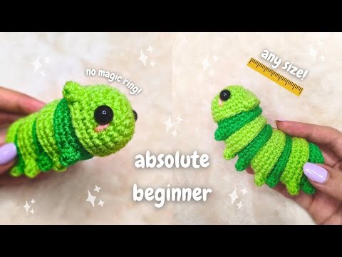 How To Crochet Caterpillar For Absolute Beginners! no magic ring crochet tutorial | amigurumi worm🐛