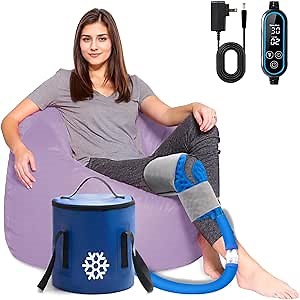 Portable Ice Machine for Knee Shoulder and Hip After Surgery w/ Compression Wrap Pad, Cold Therapy Machine for Knee Replacement, Ice Therapy Machine for Pain Relief, Cryotherapy for Injuries Recovery