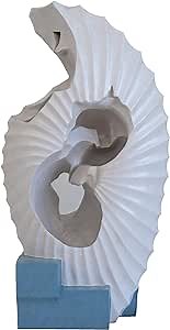 A&B Home 32'' Blue and White Abstract Water Fountain Outdoor, Contemporary Coastal Accent Waterfall Fountain with Light and Pump, Water Feature for Indoor Garden Patio Lawn Backyard Deck Decor