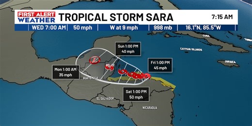 Tropical Storm Sara is impacting Central America