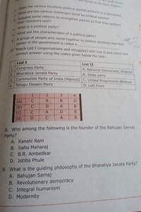 Questions on Political Parties and DemocracyState the various... | Filo
