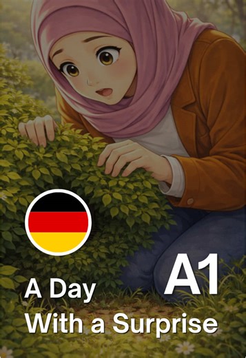 Learn German with this slow paced A1 story: “A Day with a Surprise” 🇩🇪✨ Perfect for complete beginners to practice easy sentences and everyday vocabulary. ✅ Level: A1 German ✅ Slow clear story 💬 come to see the full free A1 lesson on YouTube - link in bio 🎬 #easygerman #deutschlernen🇩🇪 #a1deutsch