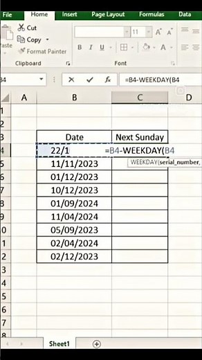 useful weekday FUNCTION #excel #exceltutorial #foryou
