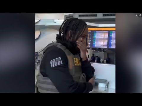 ICE agent cracks up as deranged leftie has meltdown over their presence at US airports
