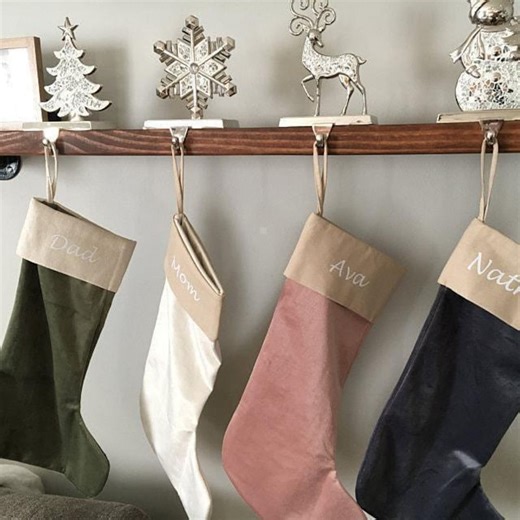Personalized Velvet Christmas Stocking, Cotton Cuff – Family Holiday Decor - Etsy
