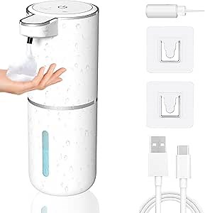 Automatic Foaming Soap Dispenser - 12.85oz Touchless USB Rechargeable Electric With 4 Gear Foam Adjustment - Wall Mounted for Bathroom Kitchen Dish Soap