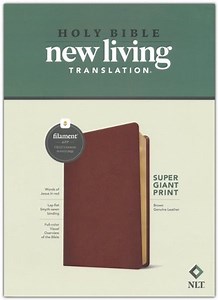 NLT Super Giant Print Bible, Filament-Enabled Edition (Genuine Leather, Brown, Red Letter)