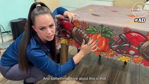 Fall Tablecloth 60x84 Inch Rectangle, Football Pumpkin Decorations Seasonal Autumn Thanksgiving Scalloped Edge Waterproof Fall Table Cover Home Party Decor