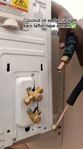 coconut oil se flarnut tight karo taflon tape se nehi ✅ #ac #acinstallation #panasonic #lloyd