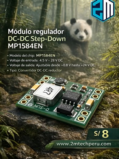 Módulo regulador DC-DC Step-Down MP1584EN#electronica #2mtechperu #electronics #huanuco_perú❤️ #modulos #arduino #esp32 #power #volt #conection #led