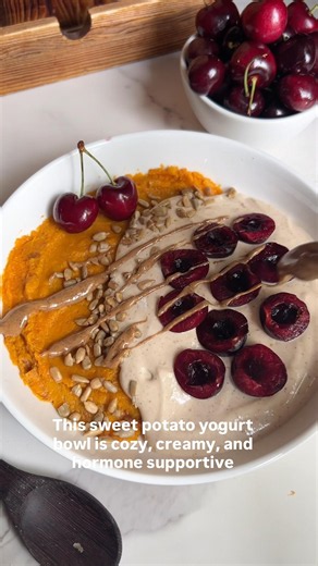 Hormone supporting sweet potato yogurt bowl! Luteal phase supporting breakfast