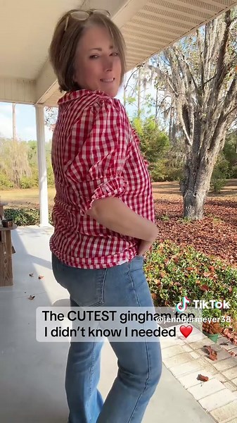 The most adorable gingham shirt! Perfect for the teacher, the mom, or brunch! #top #womensfashion #women #tiktokshopblackfriday #womenstops