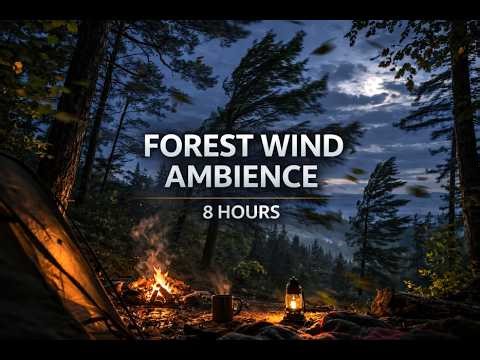 Strong Wind Through Trees | Forest Wind Sounds for Sleep | 8 Hours