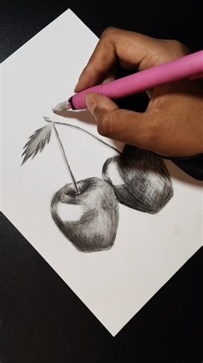 🍒 Cherry Drawing 😍 #shorts #art #drawing