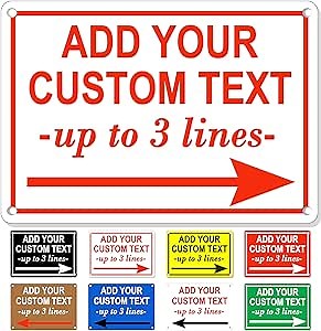 Custom Sign with Arrow 10x7 Inches, Waterproof Metal Arrow Sign Outdoor Customized, Personalized for Directions, Address, House, Packages, Reflective Sheeting Optional, .040 Aluminum(Normal style)