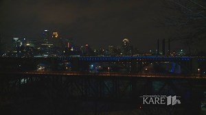 The Interstate 35W bridge was draped in blue Monday night for “Law Enforcement Appreciation Day” in Minnesota. http://kare11.tv/2j1Qr5q | KARE 11