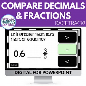 Comparing Decimals & Fractions Digital Power Point Racetrack Game Show