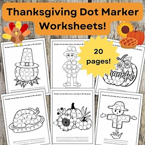 Thanksgiving Printable Dot Marker Worksheets for Kids, Thanksgiving Activity for Kids, Thanksgiving Coloring Pages, Thanksgiving Worksheets - Etsy