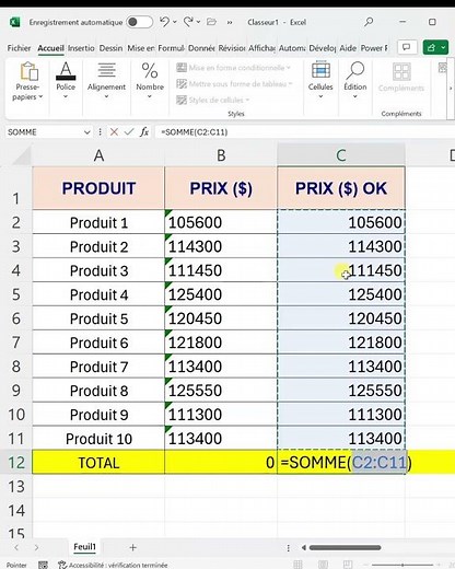 Convertir les nombres au Format texte en données numériques.