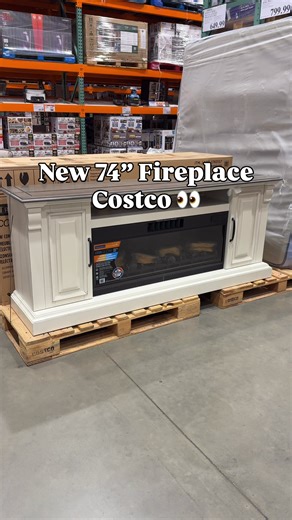 New Fireplace at Costco! I’m loving this white finish and it also heats and cools a few pieces of furniture have stayed to arrive already make sure to follow for daily Costco finds. #costco #costconew #costconewdeals #costcofinds #costcomusthaves