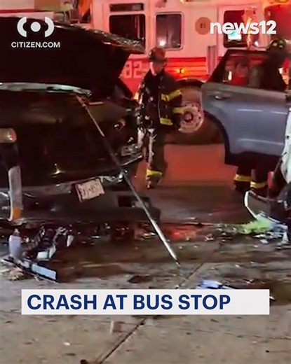 A major crash left two cars and a neighborhood bus stop damaged in Crotona Park East. Shattered glass, pieces of the car and debris from the crash remain on scene on Boston Road. - https://bit.ly/3J9aU6c | News 12 The Bronx