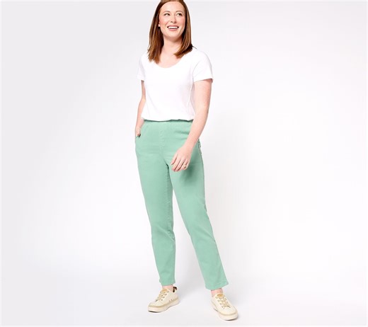 Denim & Co. "How Timeless" Petite 4-Pocket Pull-On Jeans - QVC.com
